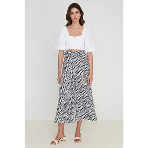 Faithfull The Brand Lissandra Wide Leg Pants Blance Animal Print Size XS